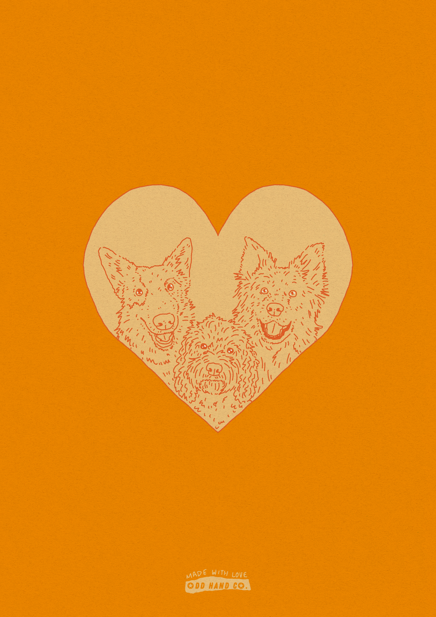 Custom Pet-In-A-Heart Portrait (Line Drawing Version)