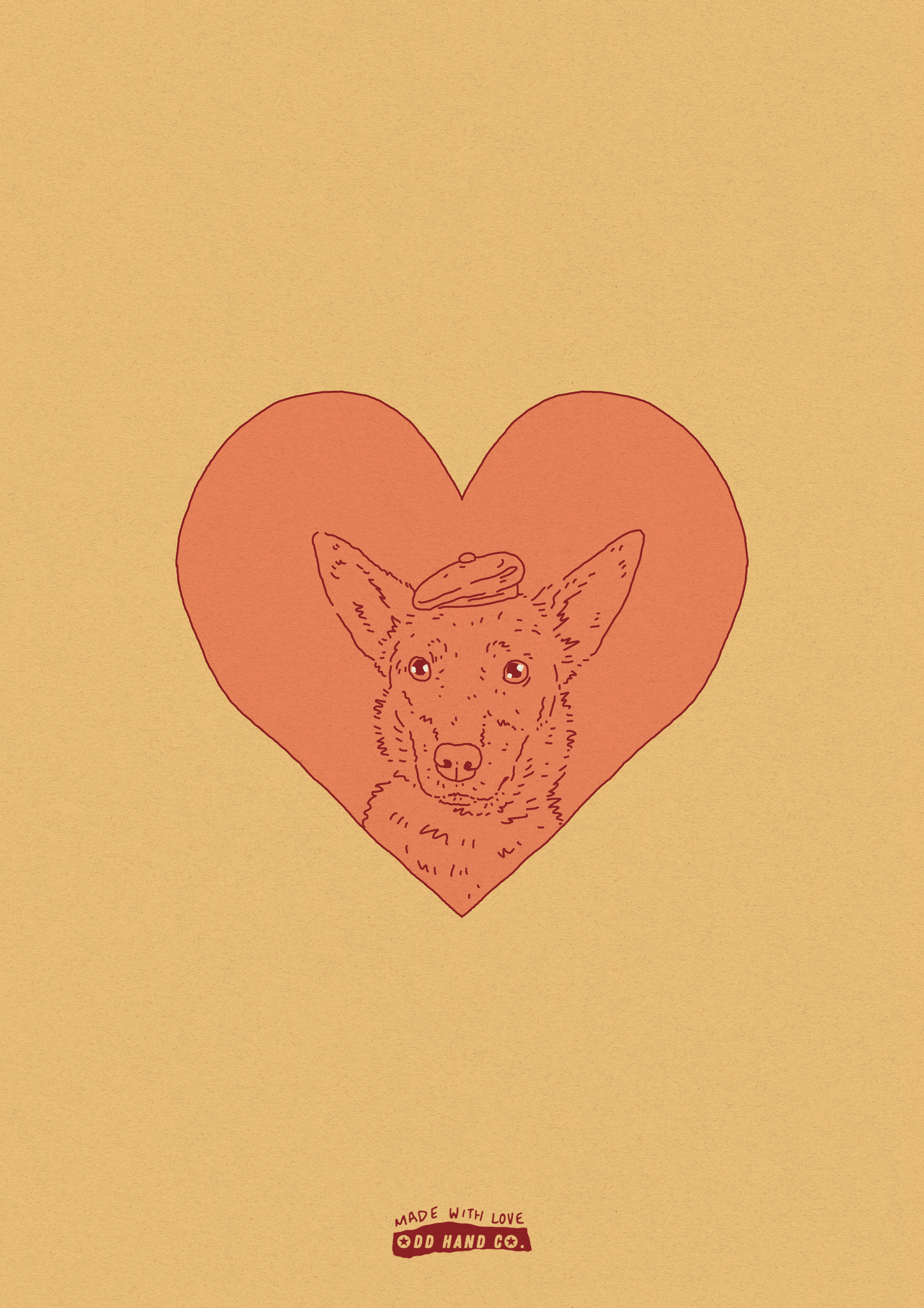 Custom Pet-In-A-Heart Portrait (Line Drawing Version)