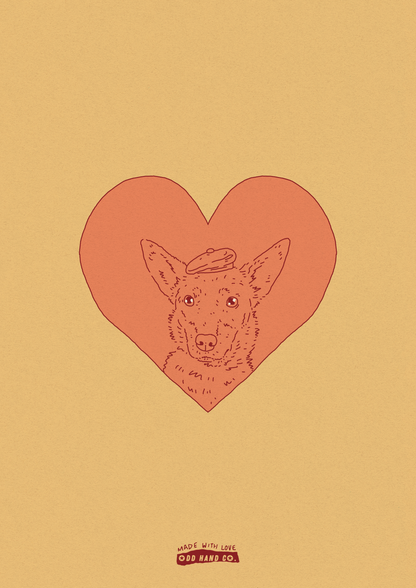Custom Pet-In-A-Heart Portrait (Line Drawing Version)