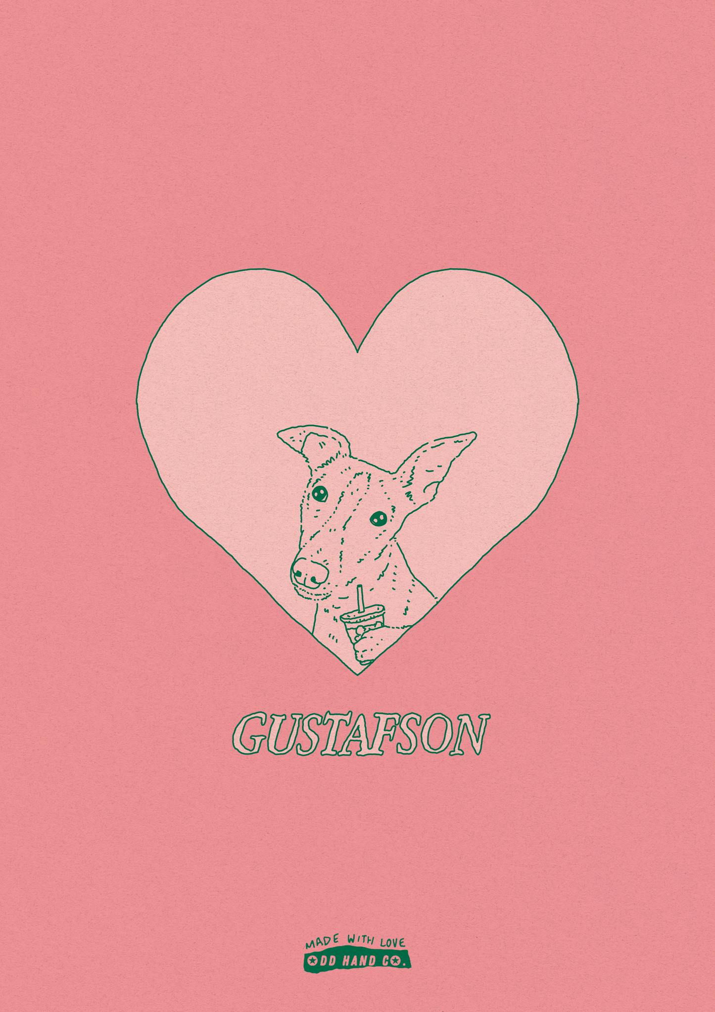 Custom Pet-In-A-Heart Portrait (Line Drawing Version)