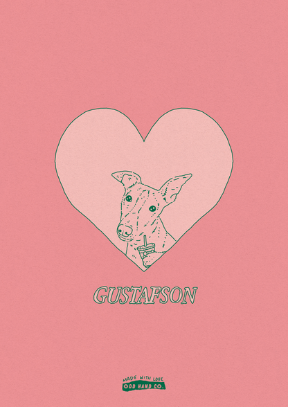 Custom Pet-In-A-Heart Portrait (Line Drawing Version)