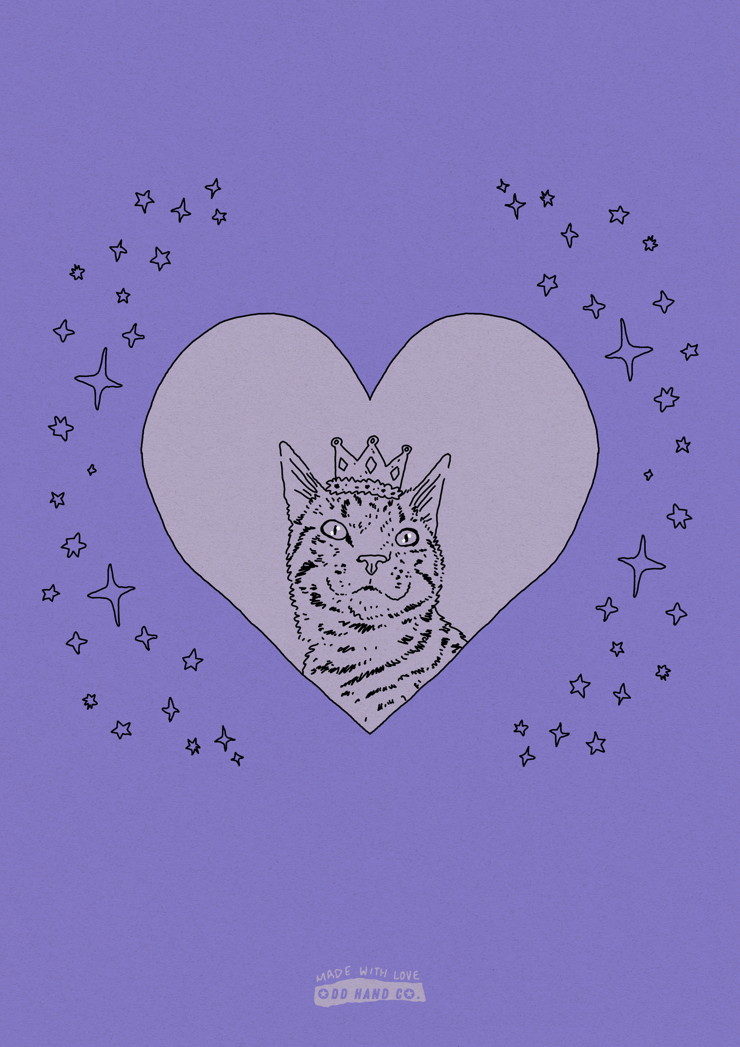 Custom Pet-In-A-Heart Portrait (Line Drawing Version)