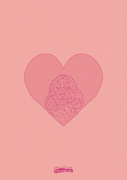 Custom Pet-In-A-Heart Portrait (Line Drawing Version)