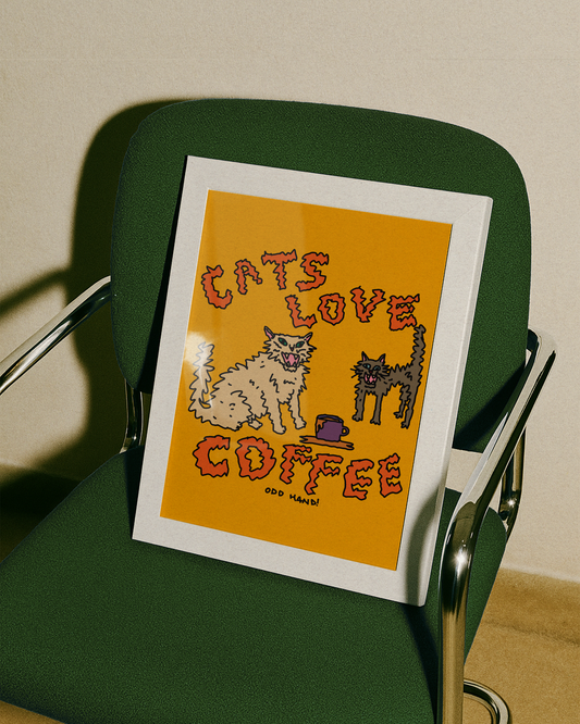Cats Love Coffee Print