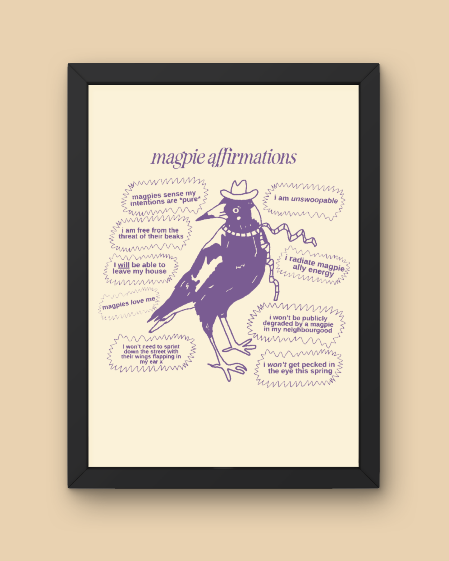 Magpie Affirmations Print (By Rat Baby)