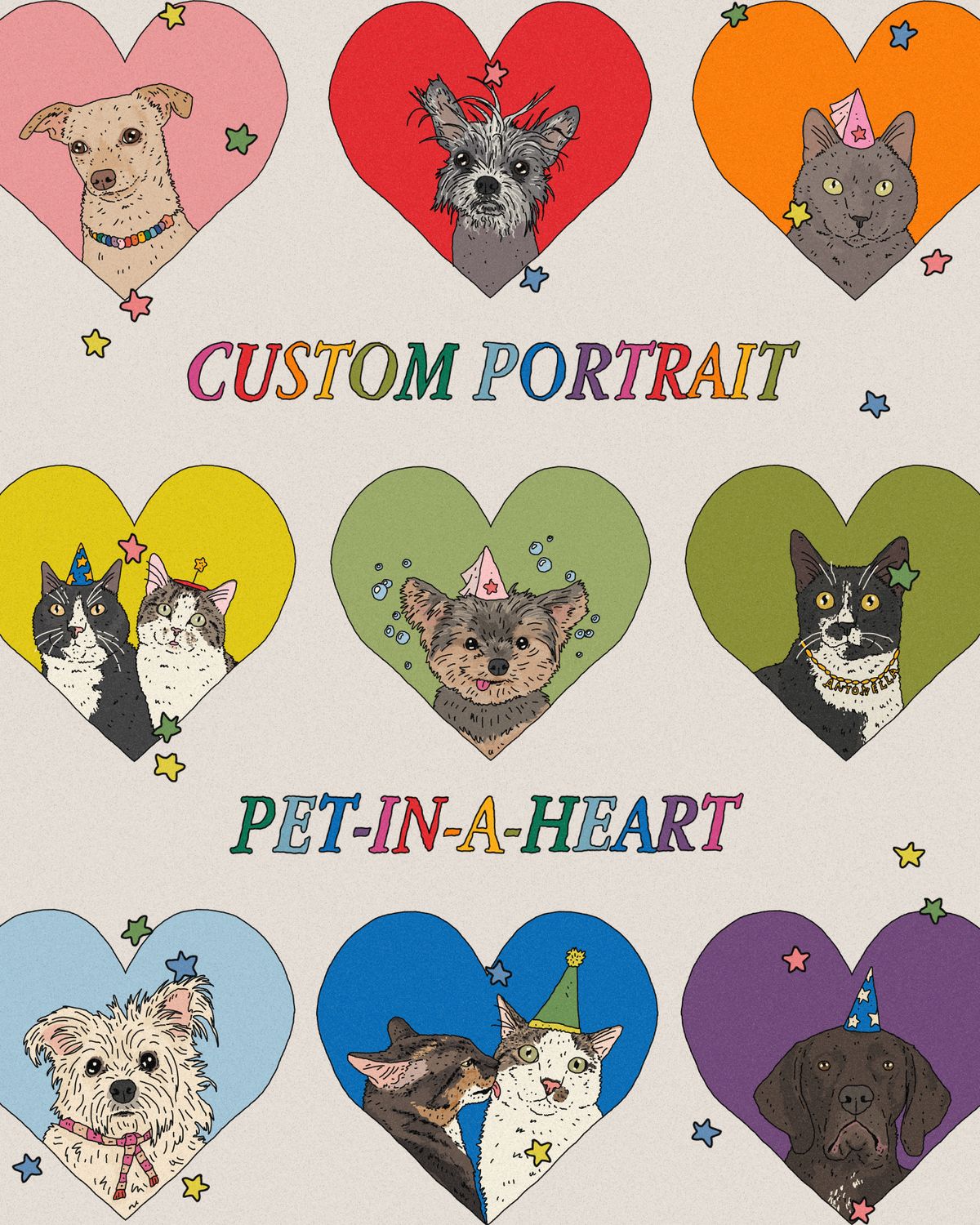 Custom Pet-In-A-Heart Portrait