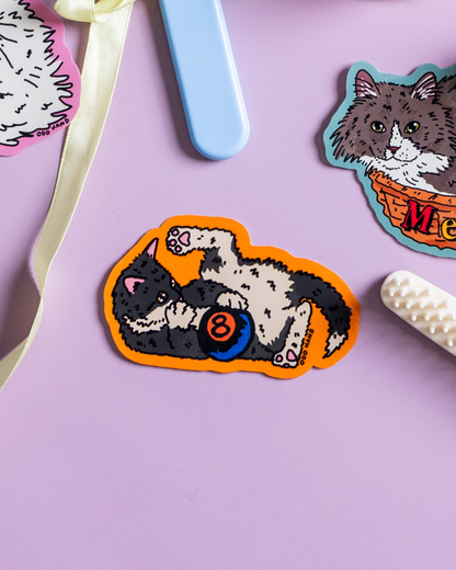 8 Ball Cat Sticker