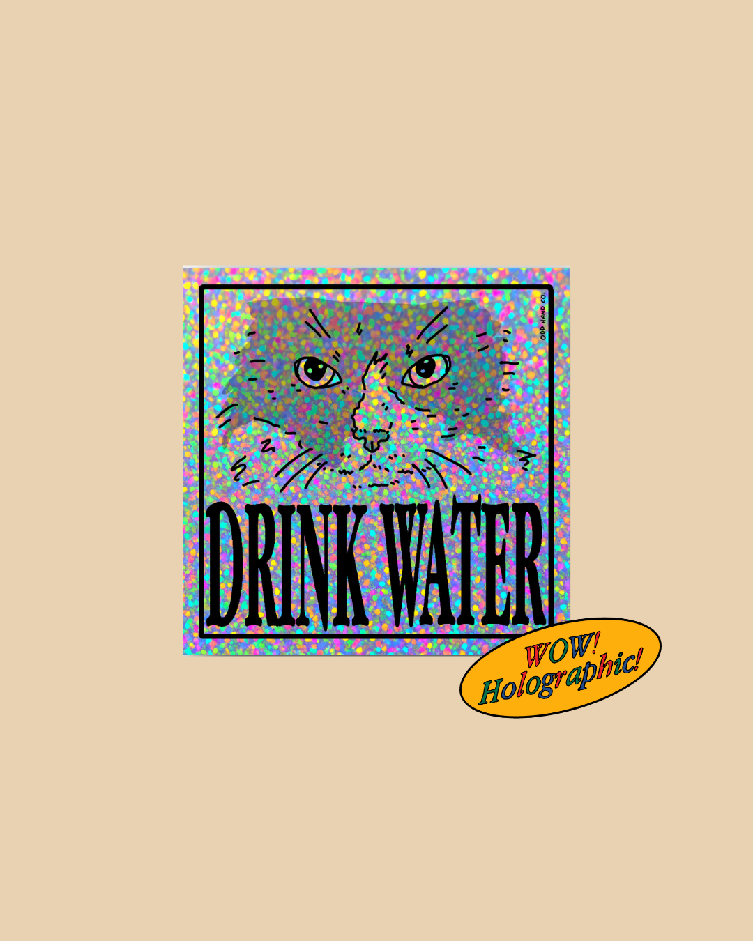 Drink Water Silver Holographic Sticker
