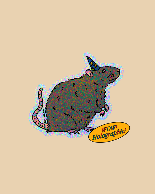 Rat Wizard Holographic Sticker