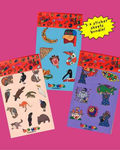 Sticker Sheet Bundle (3 x A5 Sticker Sheets)