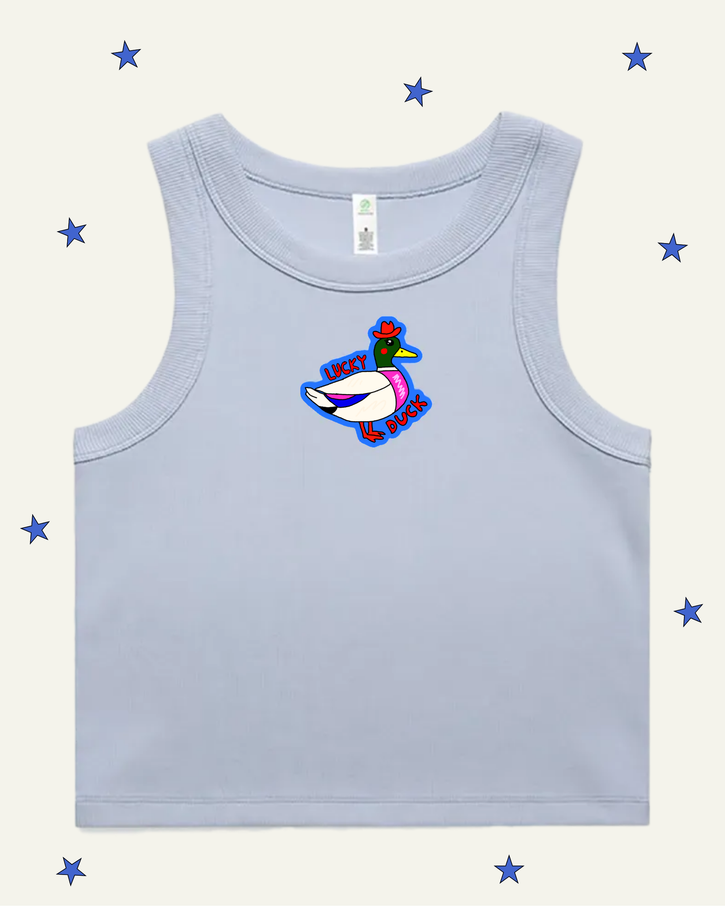 Lucky Duck Organic Rib Crop Tank (By Rat Baby)
