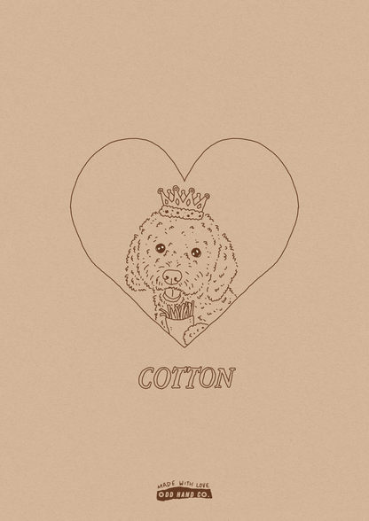 Custom Pet-In-A-Heart Portrait (Line Drawing Version)